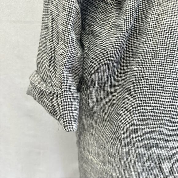 Vintage 80s linen lagenlook midi shift oversized dress houndstooth size small - Picture 9 of 16
